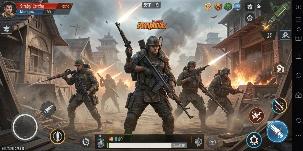 Tampilan gameplay yang intens dalam 55RT, penuh strategi dan taktik.