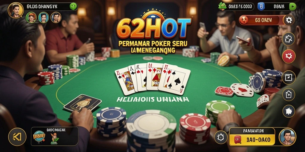 Tampilan gameplay poker yang mendebarkan dan interaktif.
