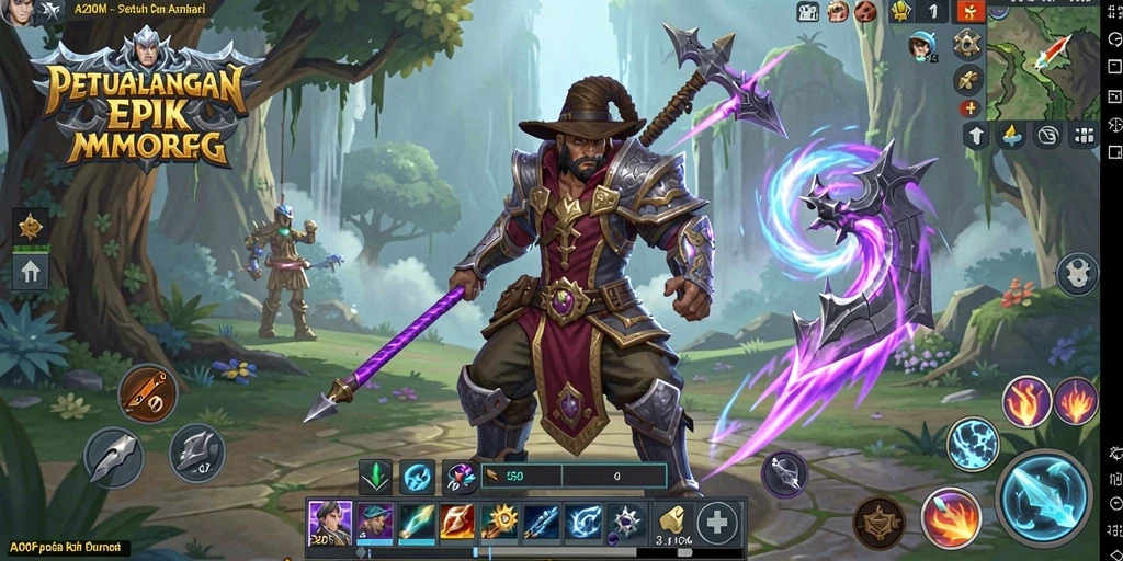 Tangkapan layar A200M menunjukkan pertarungan epik dalam dunia MMORPG.
