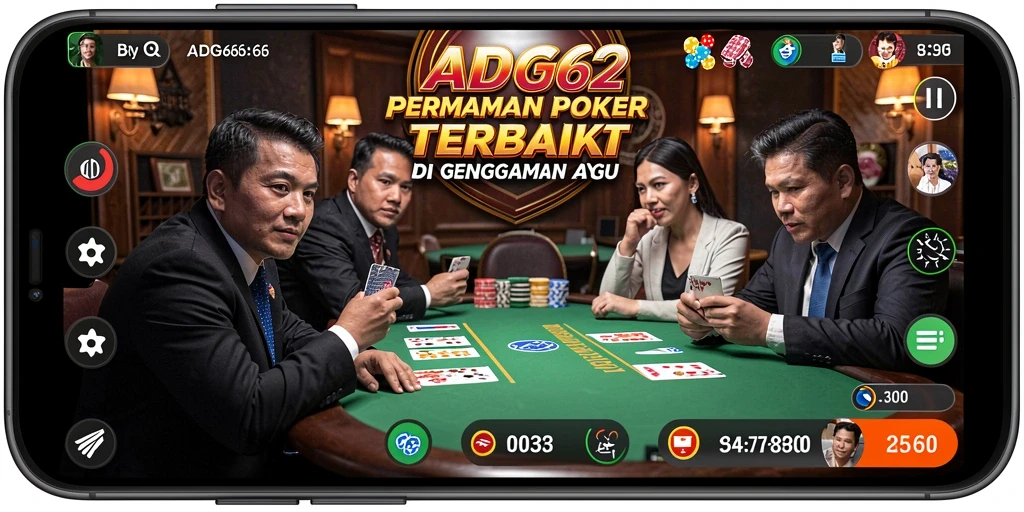 Screenshot ADG62 menampilkan suasana seru permainan Poker.