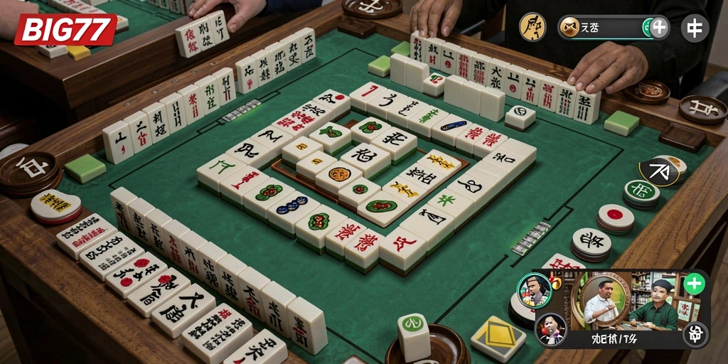 Tampilan gameplay BIG77 yang menampilkan keseruan permainan Mahjong.