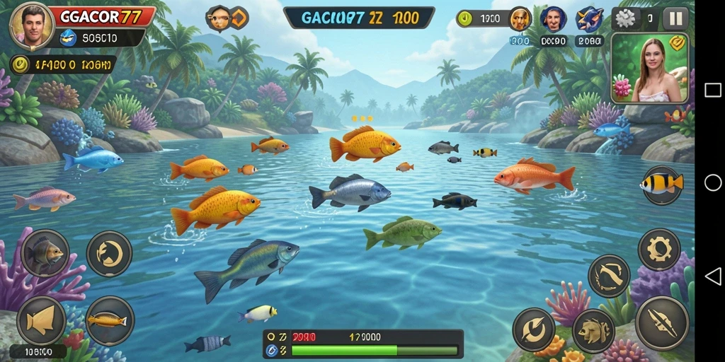 Screenshot GACOR77 menunjukkan aksi tembak ikan yang seru dan dinamis.