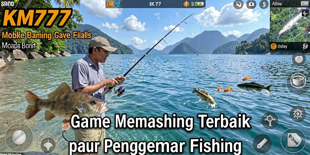 Gameplay KM777 yang mengasyikkan dengan berbagai lokasi memancing.