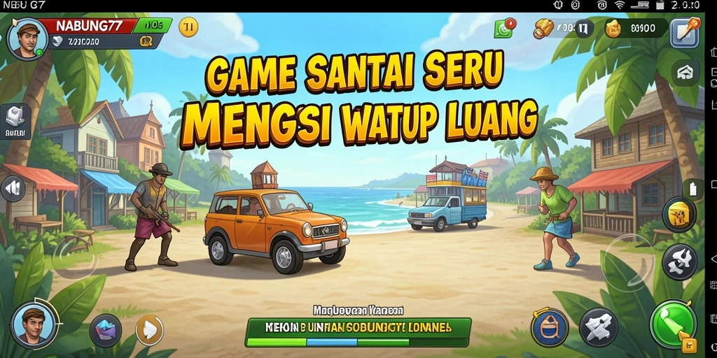 Tampilan gameplay NABUNG77 yang ceria dan penuh warna.