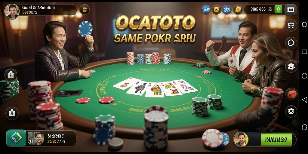 Screenshot OCATOTO menampilkan gameplay seru di meja Poker.
