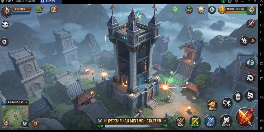 Screenshot PRG007 menampilkan momen intens dalam gameplay Tower Defense.