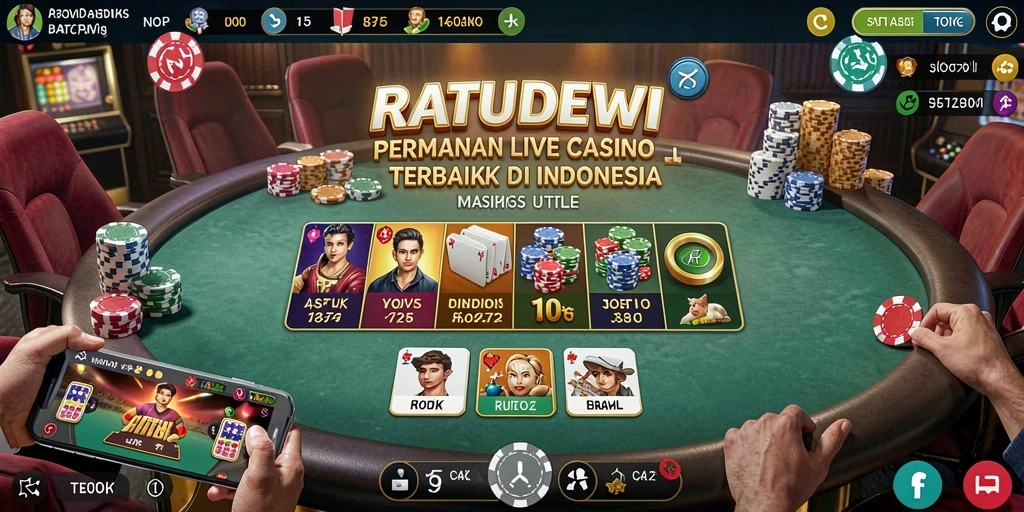 Screenshot gameplay nyata di RATUDEWI menunjukkan dealer langsung dan suasana kasino.