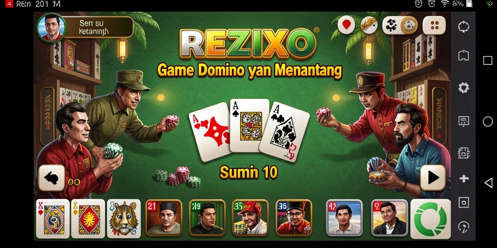 Tampilan gameplay seru dalam REZIXO yang melibatkan strategi domino.