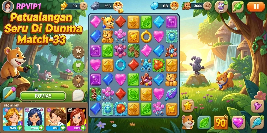 Tangkapan layar gameplay RPVIP1 menampilkan tantangan Match-3 yang seru.