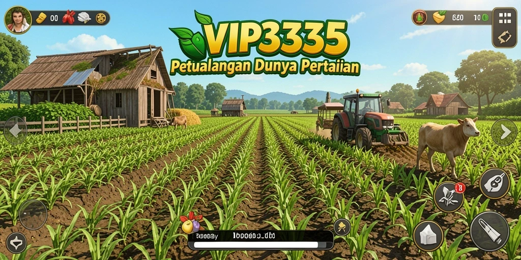 Tampilan gameplay <strong>VIP333</strong> menampilkan kebun yang subur dan beragam tanaman.